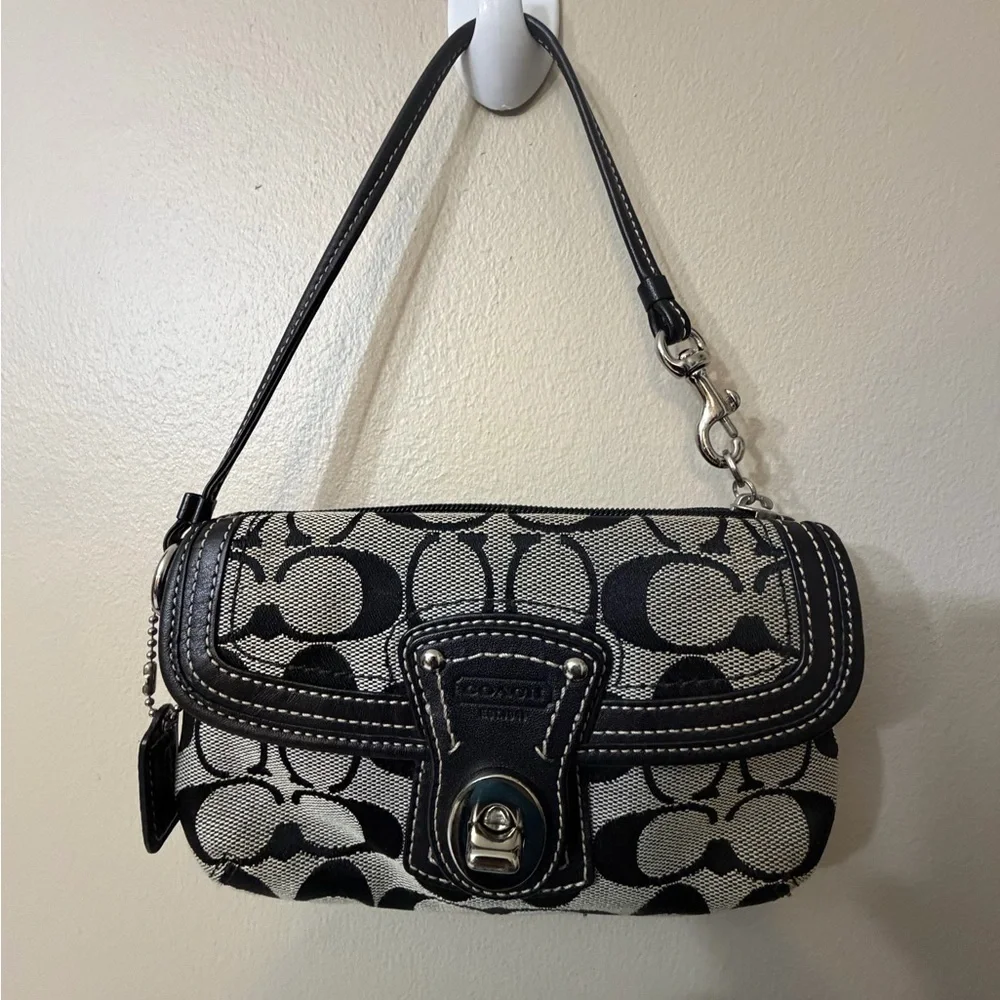 Coach Y2K Black and Gray Signature Wristlet